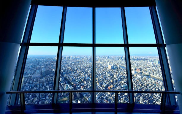 View of Tokyo cityscape from Tokyo Skytree observation deck.