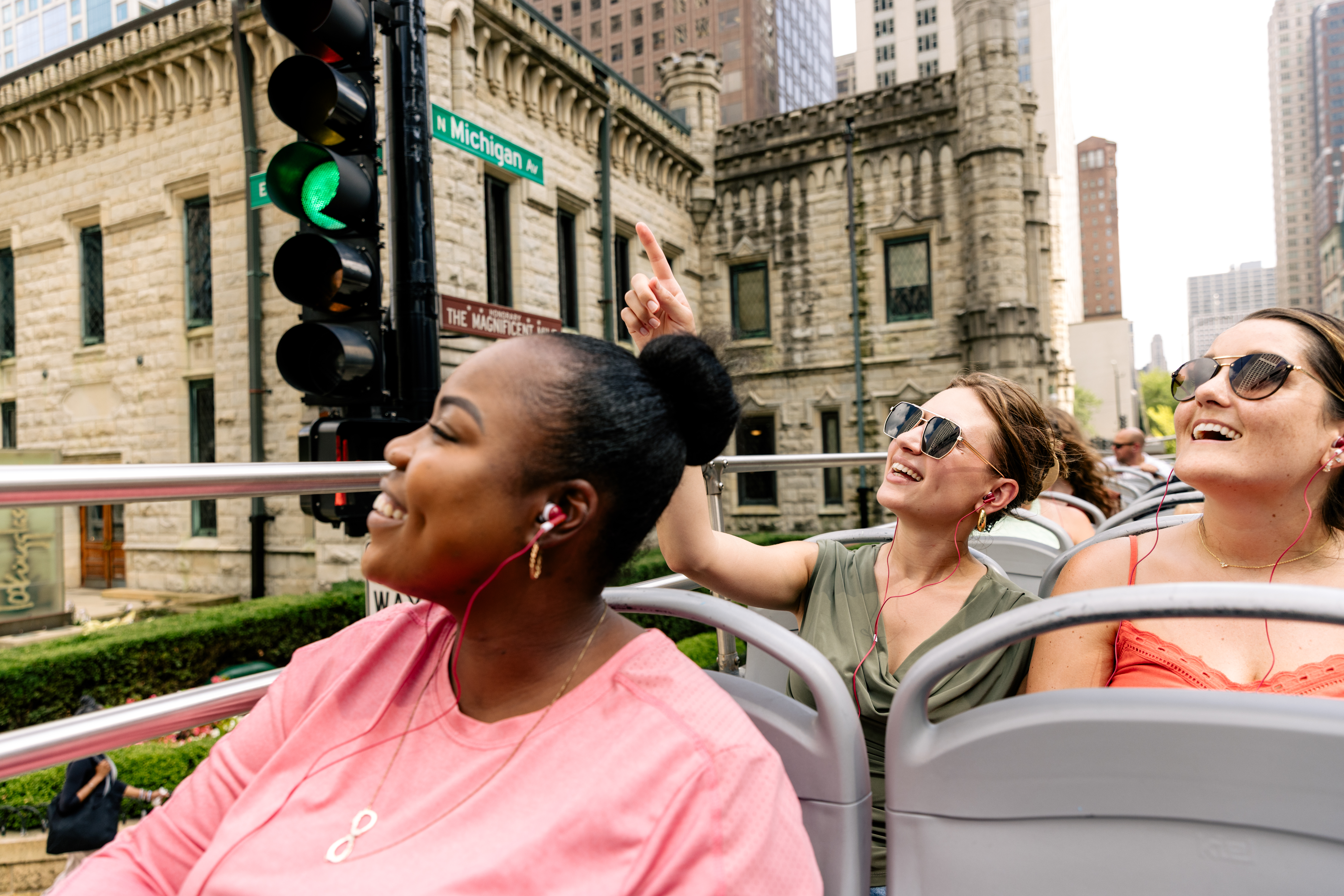 Philadelphia double-decker bus with people