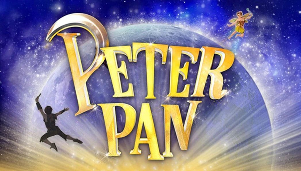 Peter Pan logo with characters flying against a starry night sky.