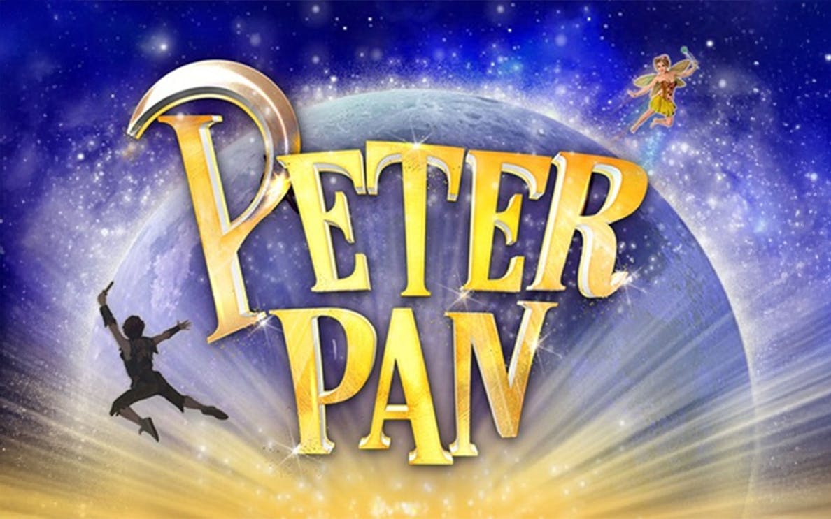 Peter Pan logo with characters flying against a starry night sky.
