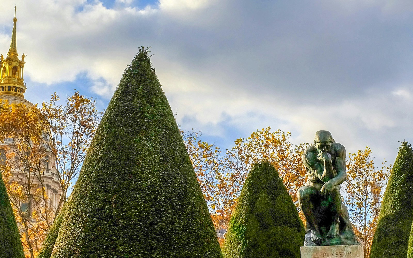 The Thinker sculpture at Rodin Museum, Paris, France.