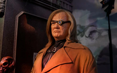 Wax figure of a character with a mechanical eye at the Irish Wax Museum.