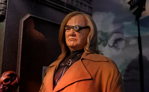 Wax figure of a character with a mechanical eye at the Irish Wax Museum.