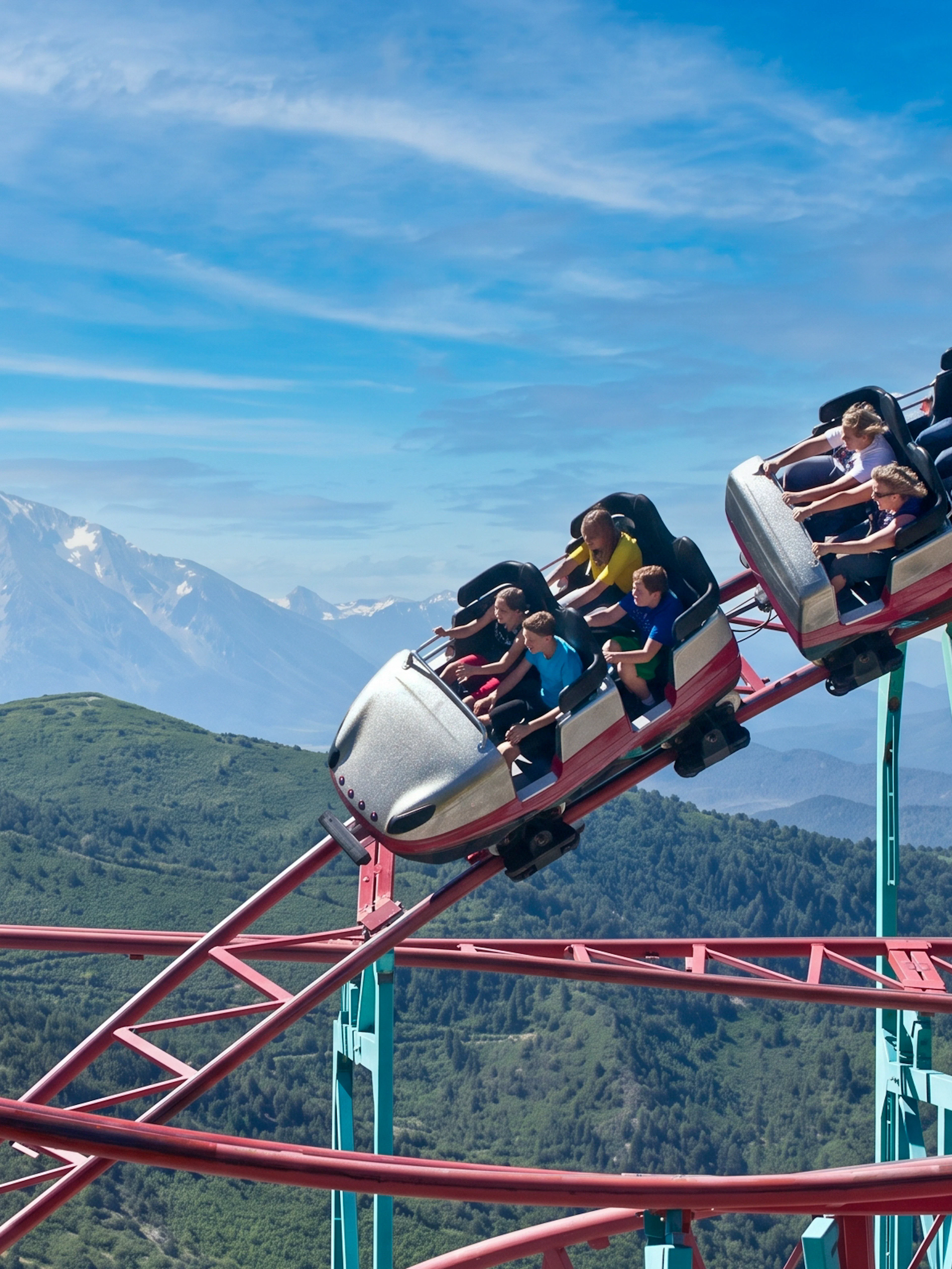 Cliffhanger Roller Coaster at Glenwood Caverns Adventure Park with mountain views.