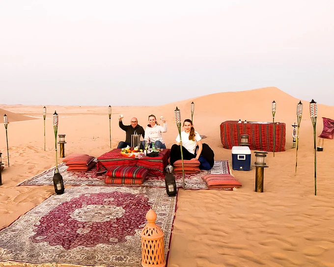 Private Al Khatim Desert BBQ Dinner with Dune Bashing & Hotel Transfers