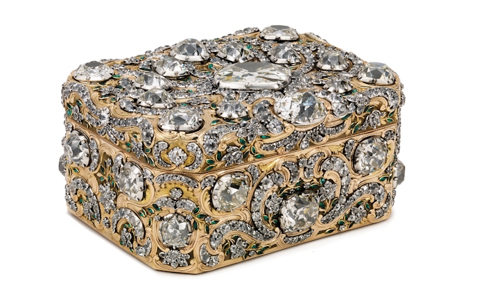 Ornate jeweled box from Royal Treasure Museum collection.