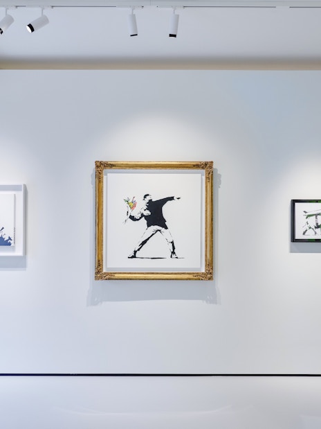 Banksy artworks displayed at Moco Museum London exhibition.