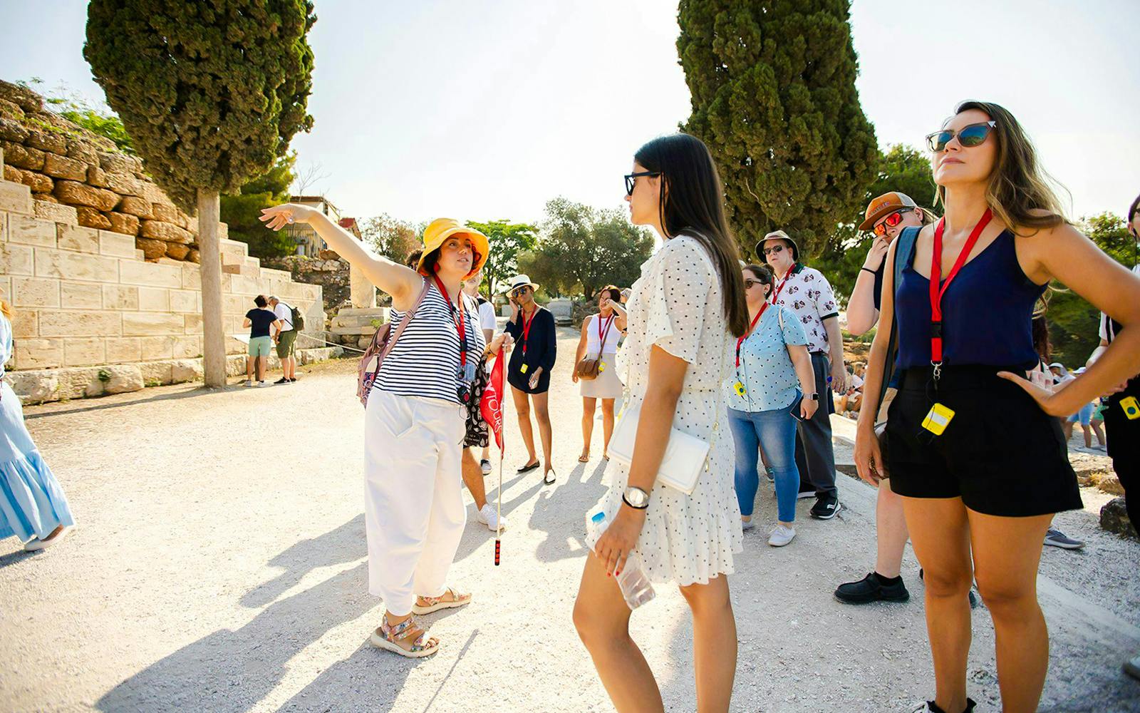 Tour group with guide at Acropolis, Athens.