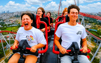 Guests enjoying a roller coaster ride at Vialand Theme Park, Istanbul.