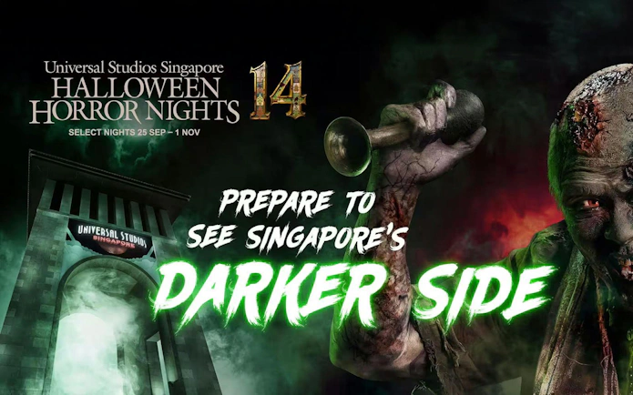 Universal Studios Singapore Halloween Horror Nights 14 promotional poster with zombie.