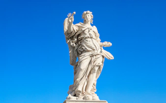 Angel with the Nails statue on Ponte Sant'Angelo Bridge, Rome.