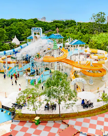 Ancol Atlantis Water Adventure Park with slides and water play areas in Jakarta, Indonesia.