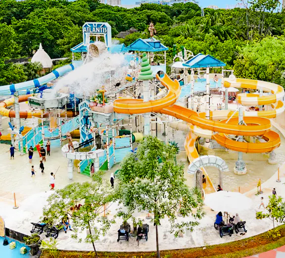 Ancol Atlantis Water Adventure Park with slides and water play areas in Jakarta, Indonesia.