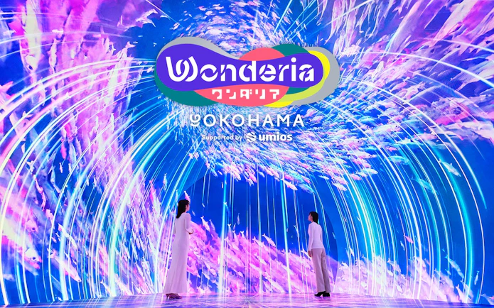 Interactive digital art display at Wonderia YOKOHAMA with vibrant colors and immersive visuals.
