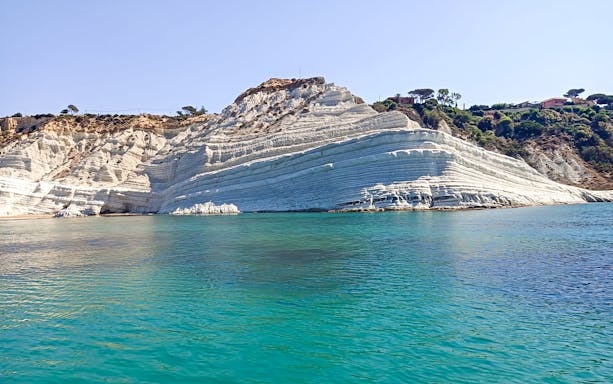 Scala Dei Turchi cliffs viewed from the sea during a 4-hour boat tour.
