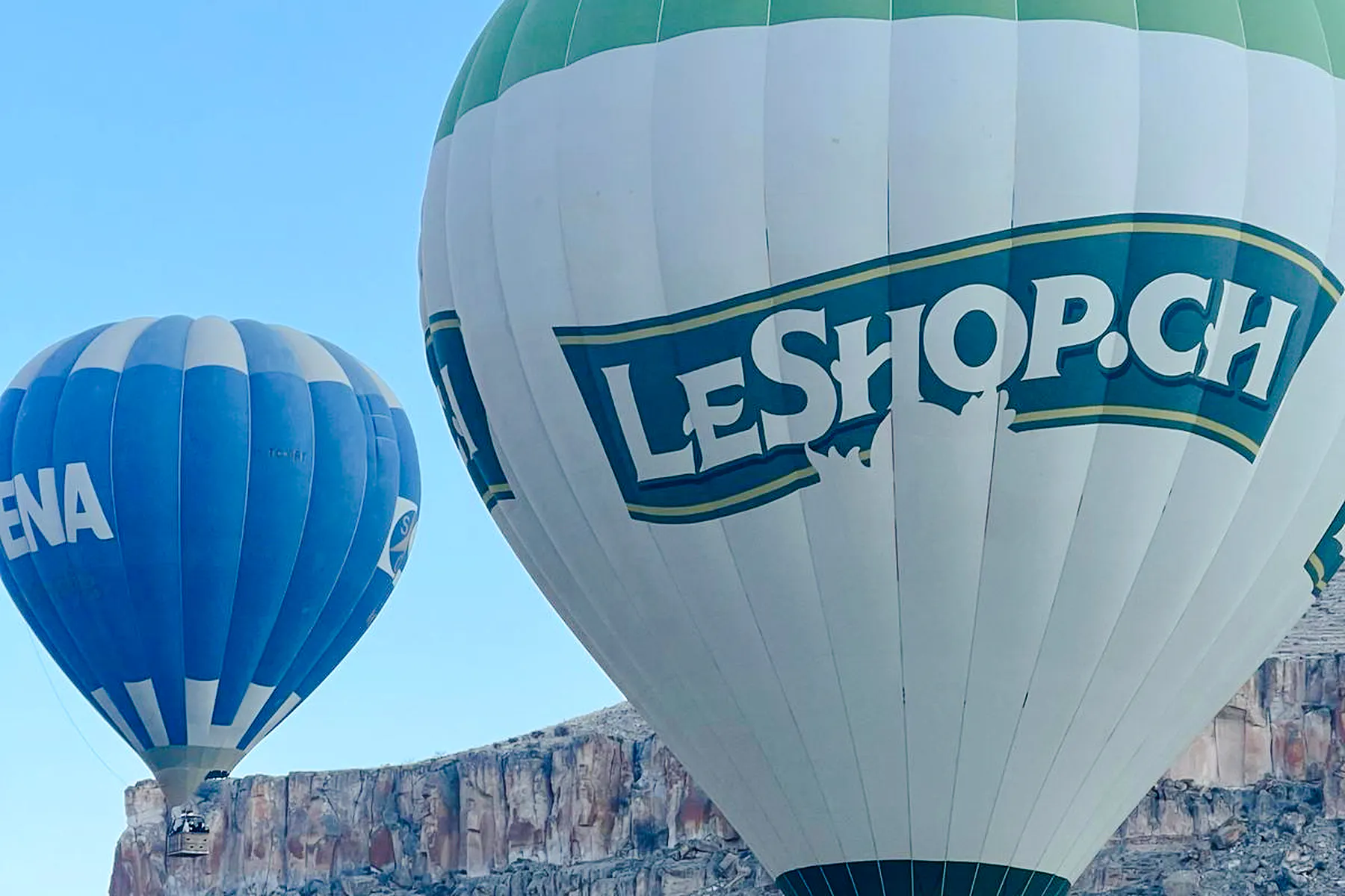Hot air balloons over Ihlara Valley, Cappadocia, during a scenic flight.