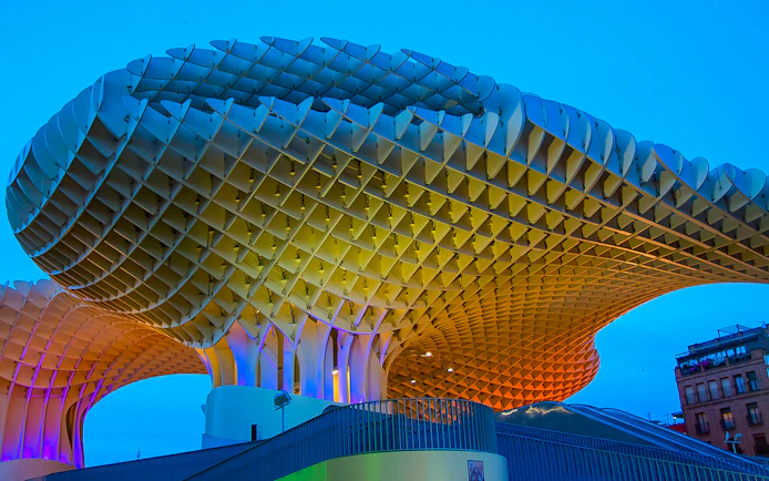 Metropol Parasol structure in Seville during a guided day tour with Malaga transfers.