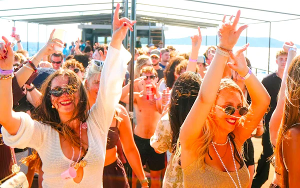 From Split: Blue Lagoon Yacht Party with Swim Stop, DJs & Nightclub Entry