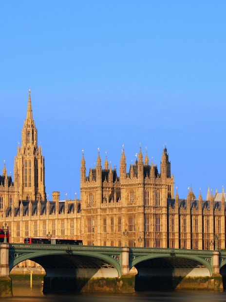 Big Ben and Palace of Westminster with Westminster Bridge in London.
