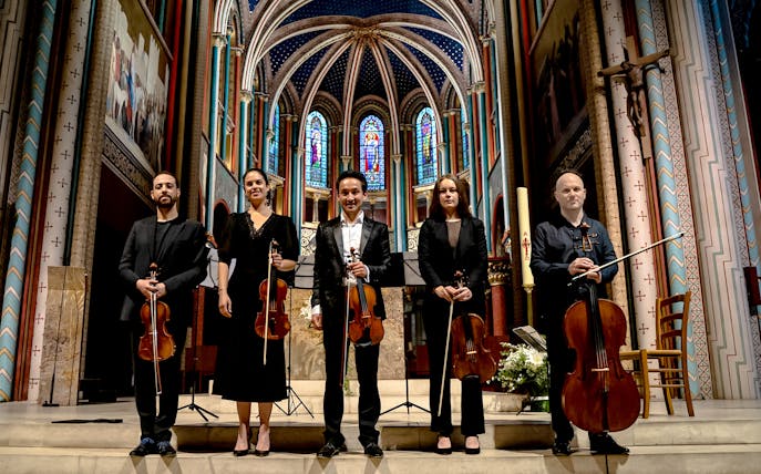 Orchestra performing at St Germain des Prés Church, Paris, France.