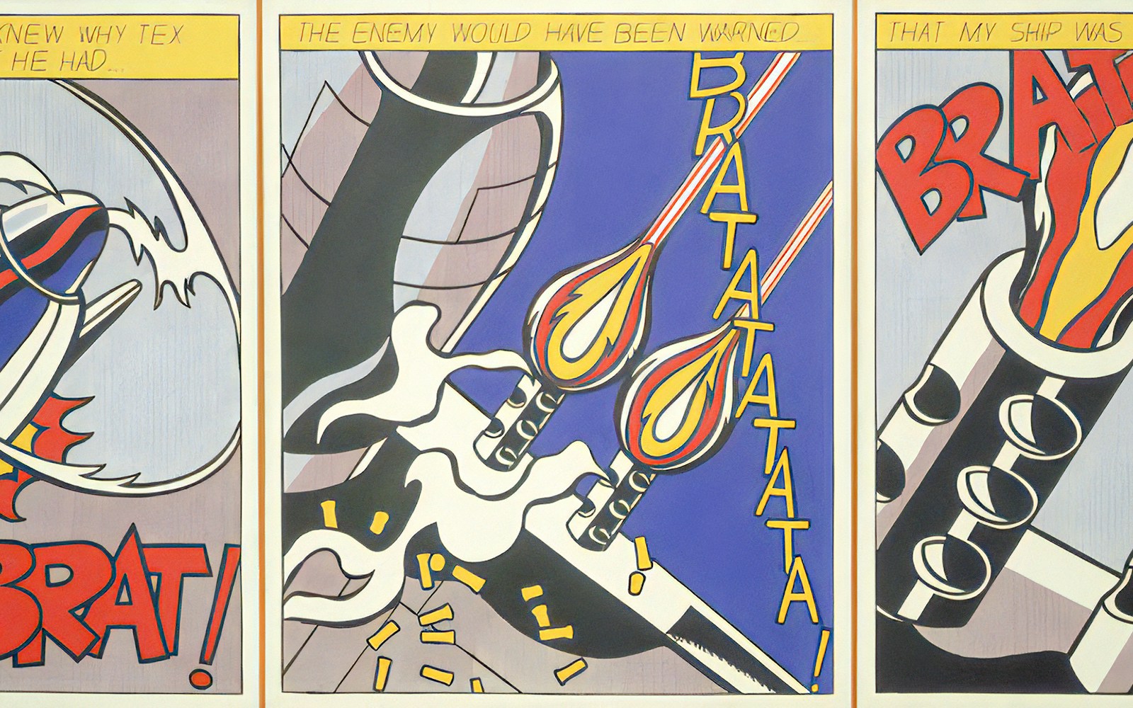 Roy Lichtenstein's "As I Opened Fire" triptych at Stedelijk Museum, Amsterdam.