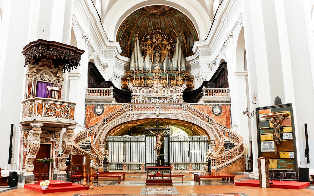 Catacombs of San Gaudioso ornate interior with altar and intricate architecture.