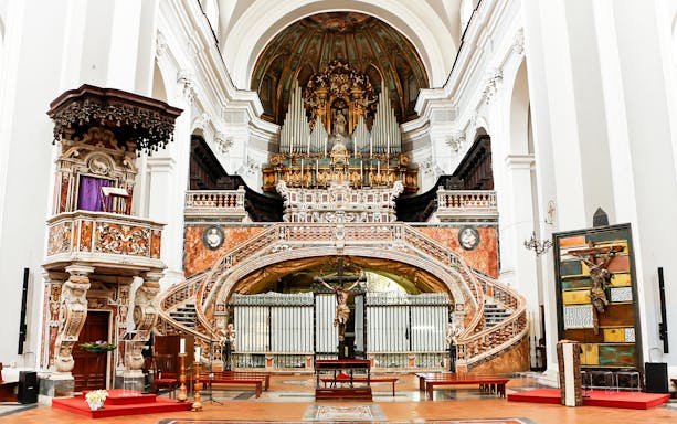 Catacombs of San Gaudioso ornate interior with altar and intricate architecture.