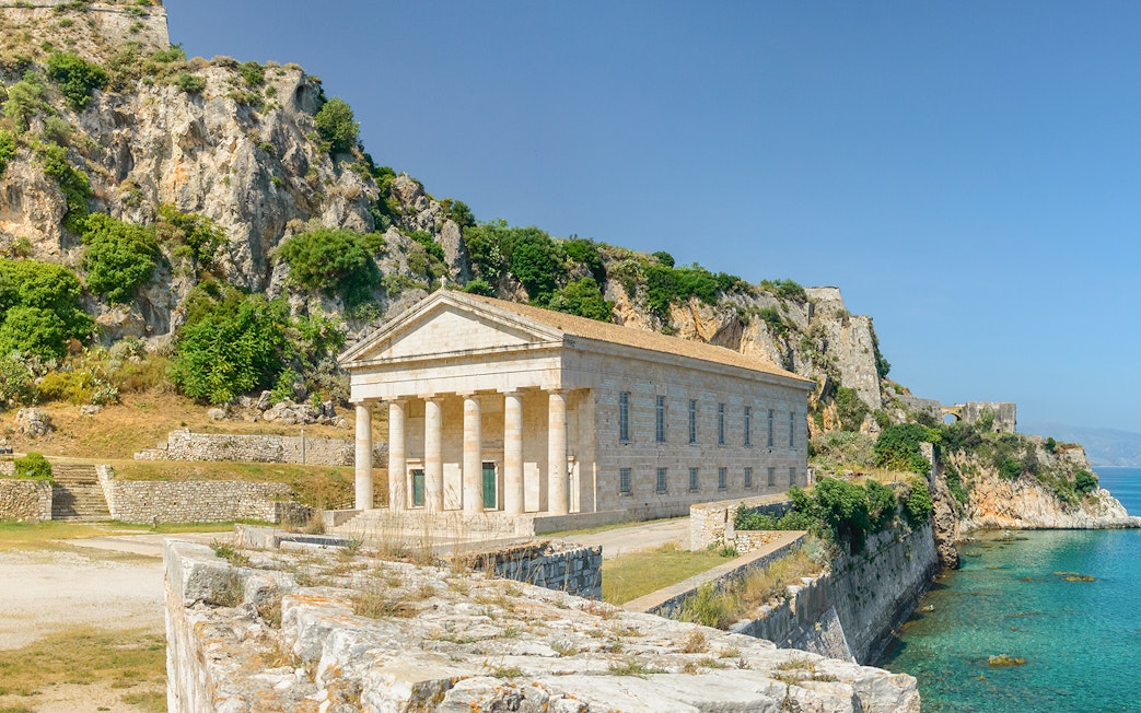 Saint George Church in the old fortress by the sea, Corfu, Greece.