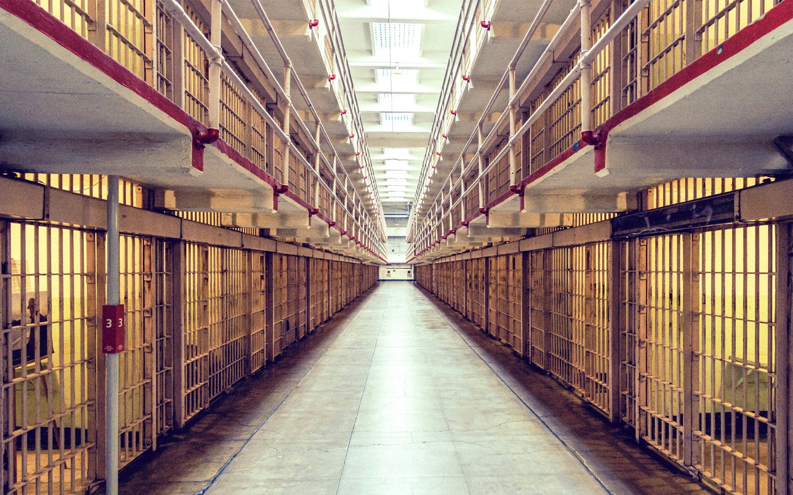 The prison cells inside Alcatraz, San Francisco guided tour.
