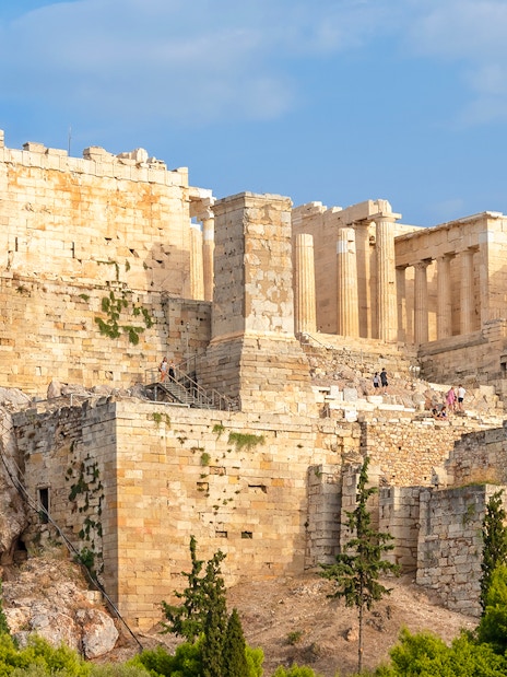 Acropolis in Athens during a guided bike tour, showcasing ancient ruins and architecture.
