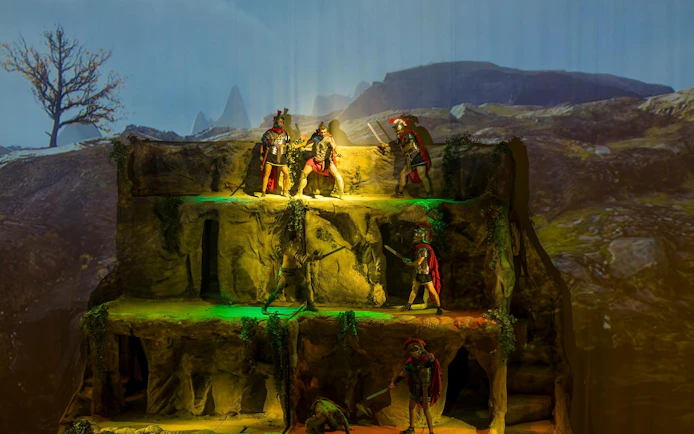 Roman soldiers performing at Terra Mitica theme park in Spain.