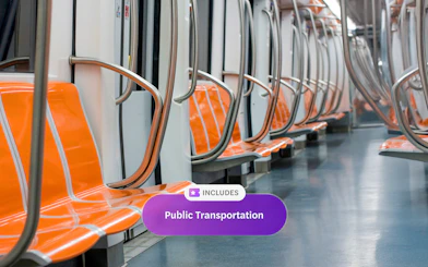 Subway seats in Rome, included with Roma Pass public transport.