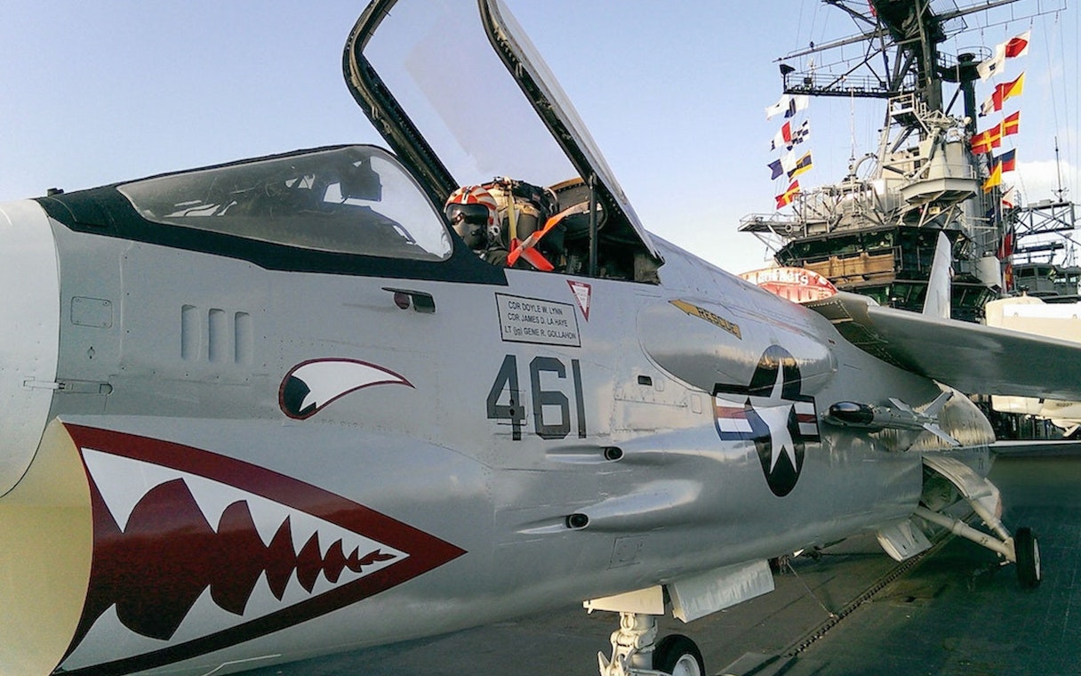 Fighter jet on display at USS Midway Museum, San Diego.