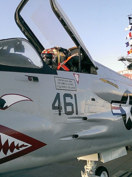 Fighter jet on display at USS Midway Museum, San Diego.