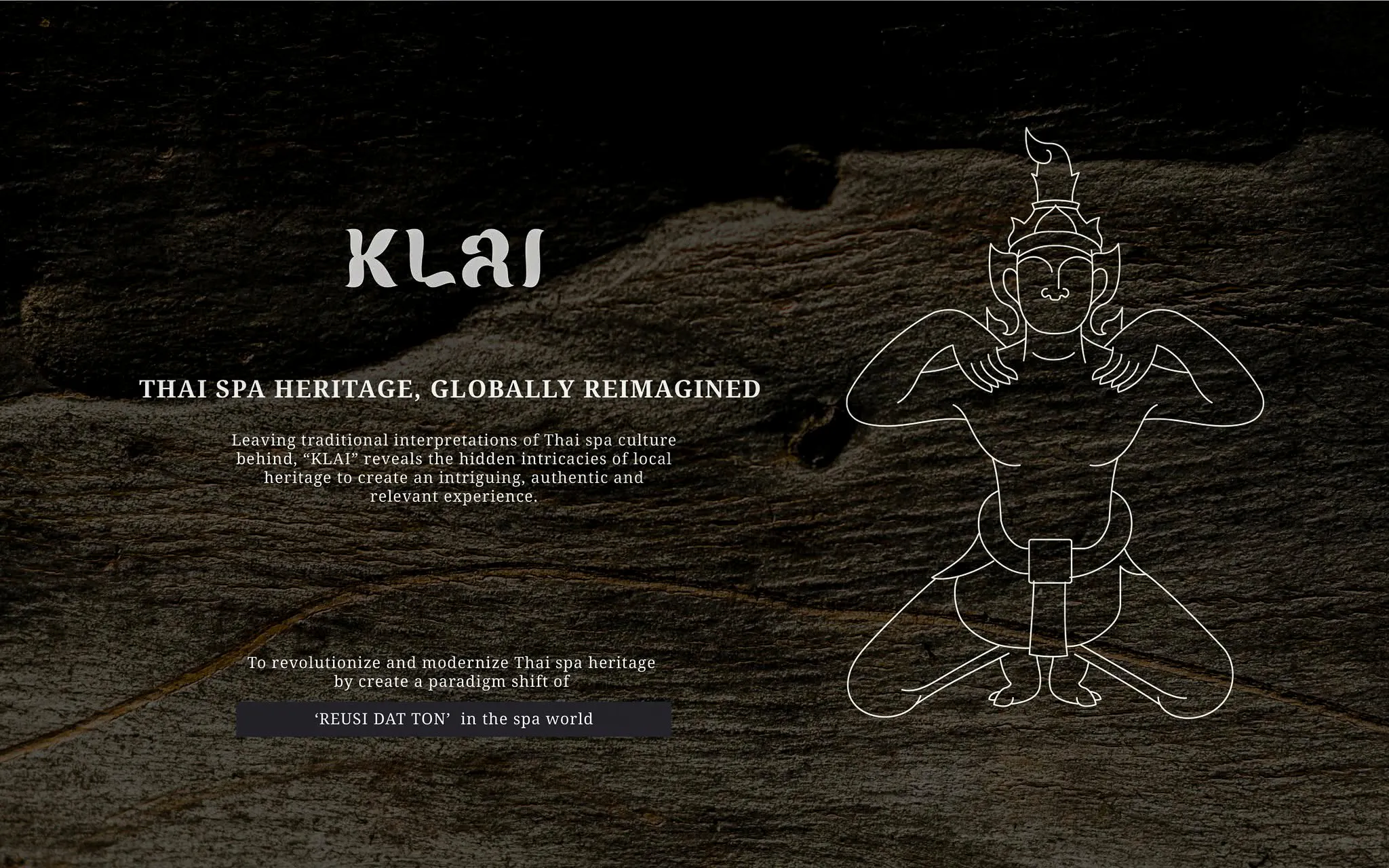 KLAI Thai Spa promotional graphic with traditional Thai figure, Bangkok.