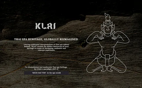 KLAI Thai Spa promotional graphic with traditional Thai figure, Bangkok.