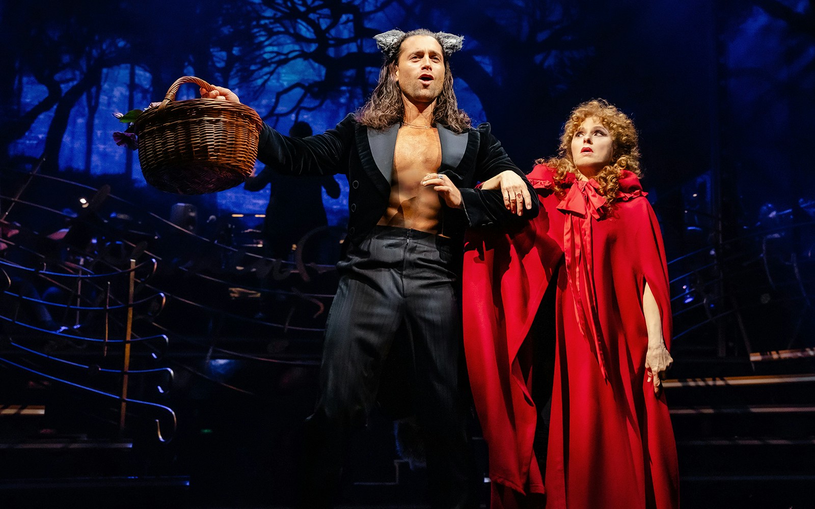 Actors performing a scene from Stephen Sondheim's Old Friends on stage.