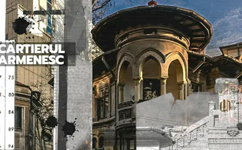 Bucharest Armenian Quarter architecture with historical building facade.