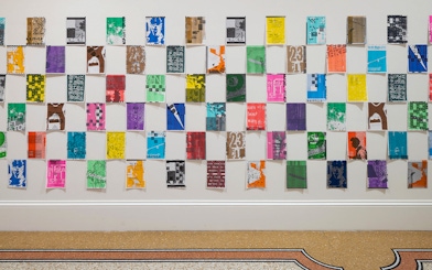 Stedelijk Museum Amsterdam exhibit of Hezin O's 'BHLNTTTX' artwork from Post/No/Bills #5 series.