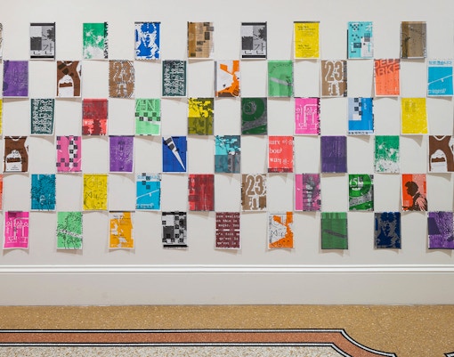 Stedelijk Museum Amsterdam exhibit of Hezin O's 'BHLNTTTX' artwork from Post/No/Bills #5 series.