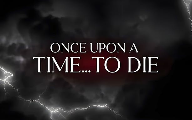 Dark stormy sky with text 'Once Upon a Time...To Die' for Universal Studios Singapore Halloween Horror Nights.