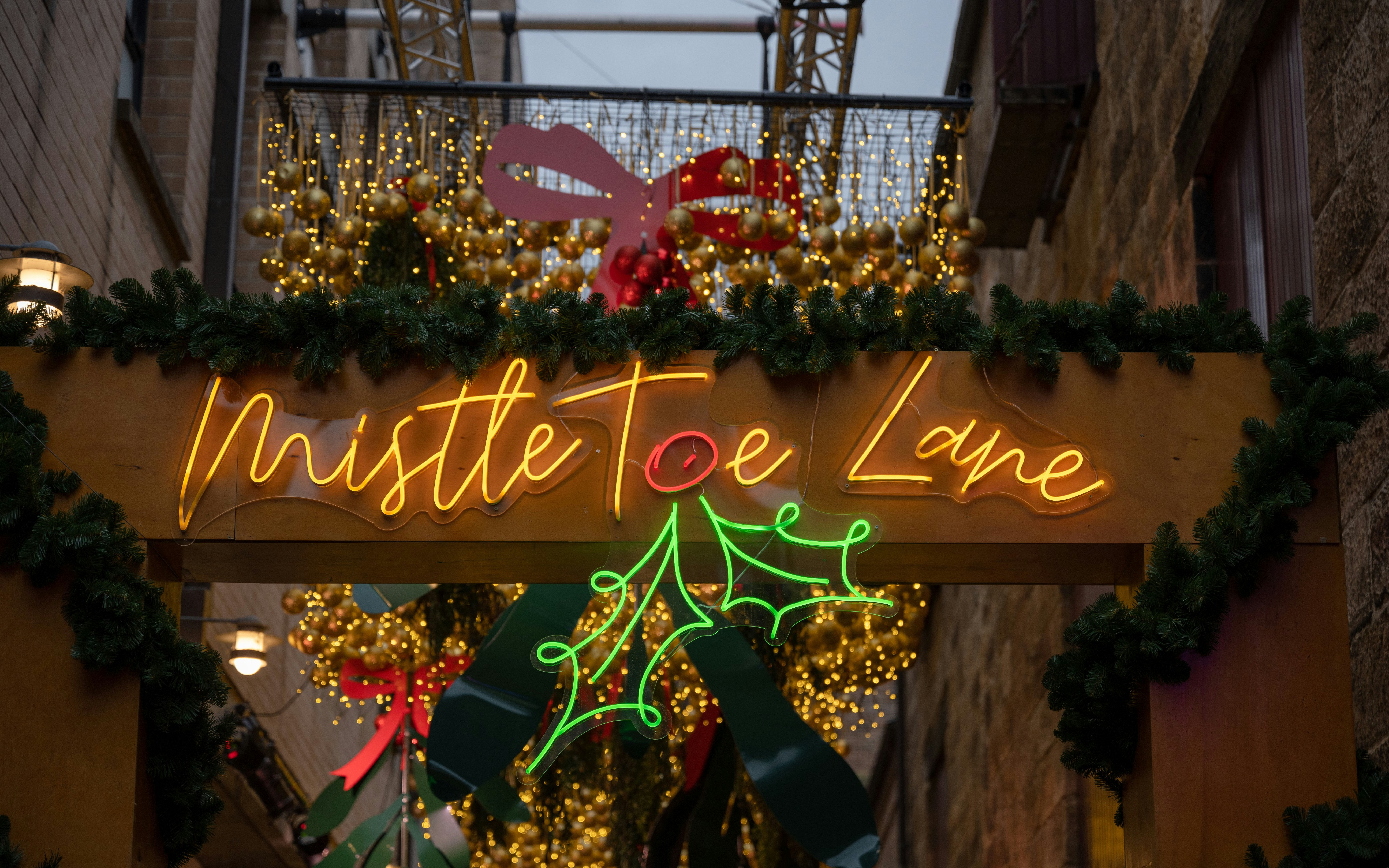 Sydney's Mistle Toe Lane in The Rocks area at Christmas