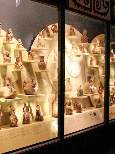 Collection of historical pottery and artifacts at the Field Museum of Natural History.