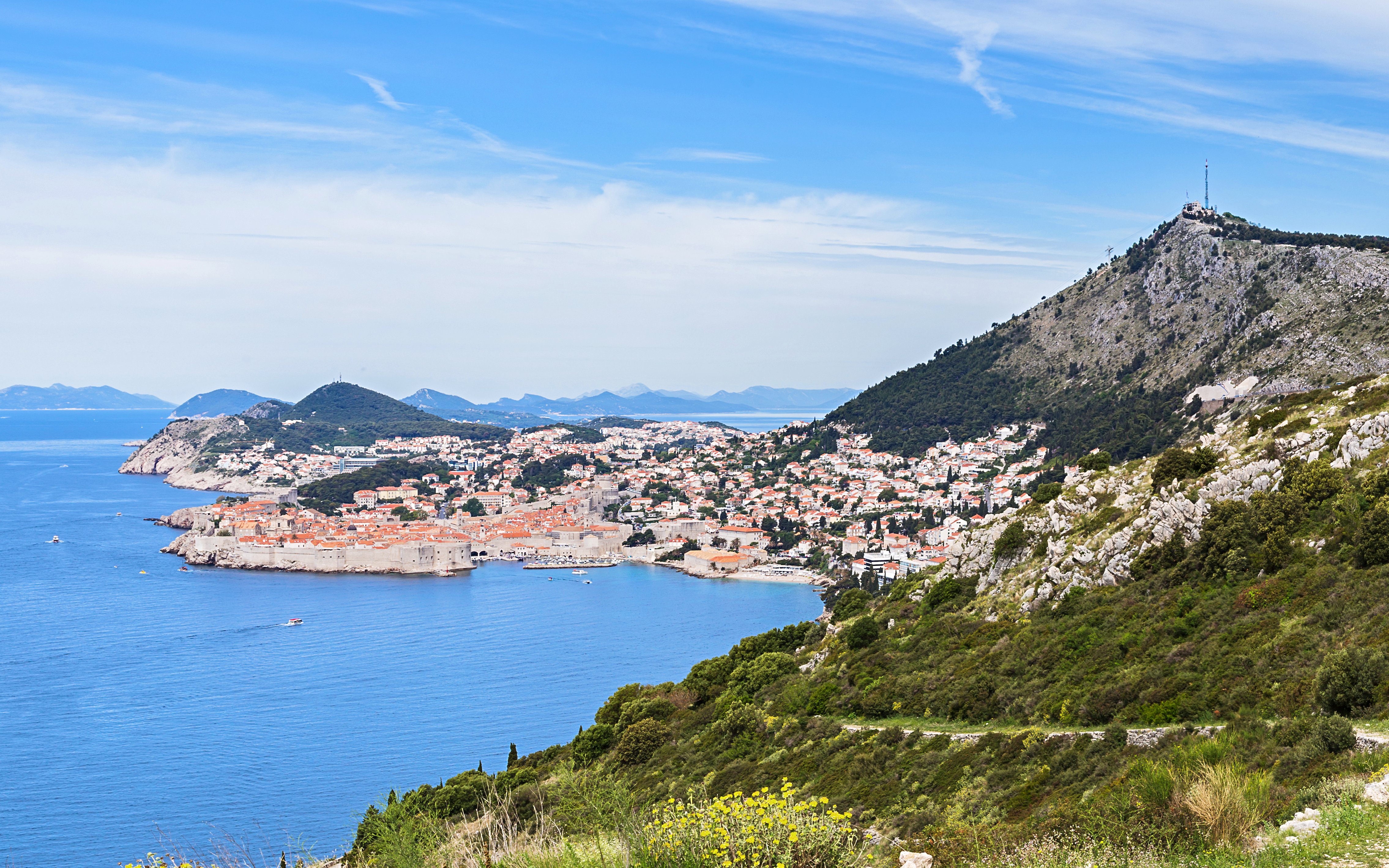 Dubrovnik cityscape and coastline viewed from Park Orsula, Croatia.