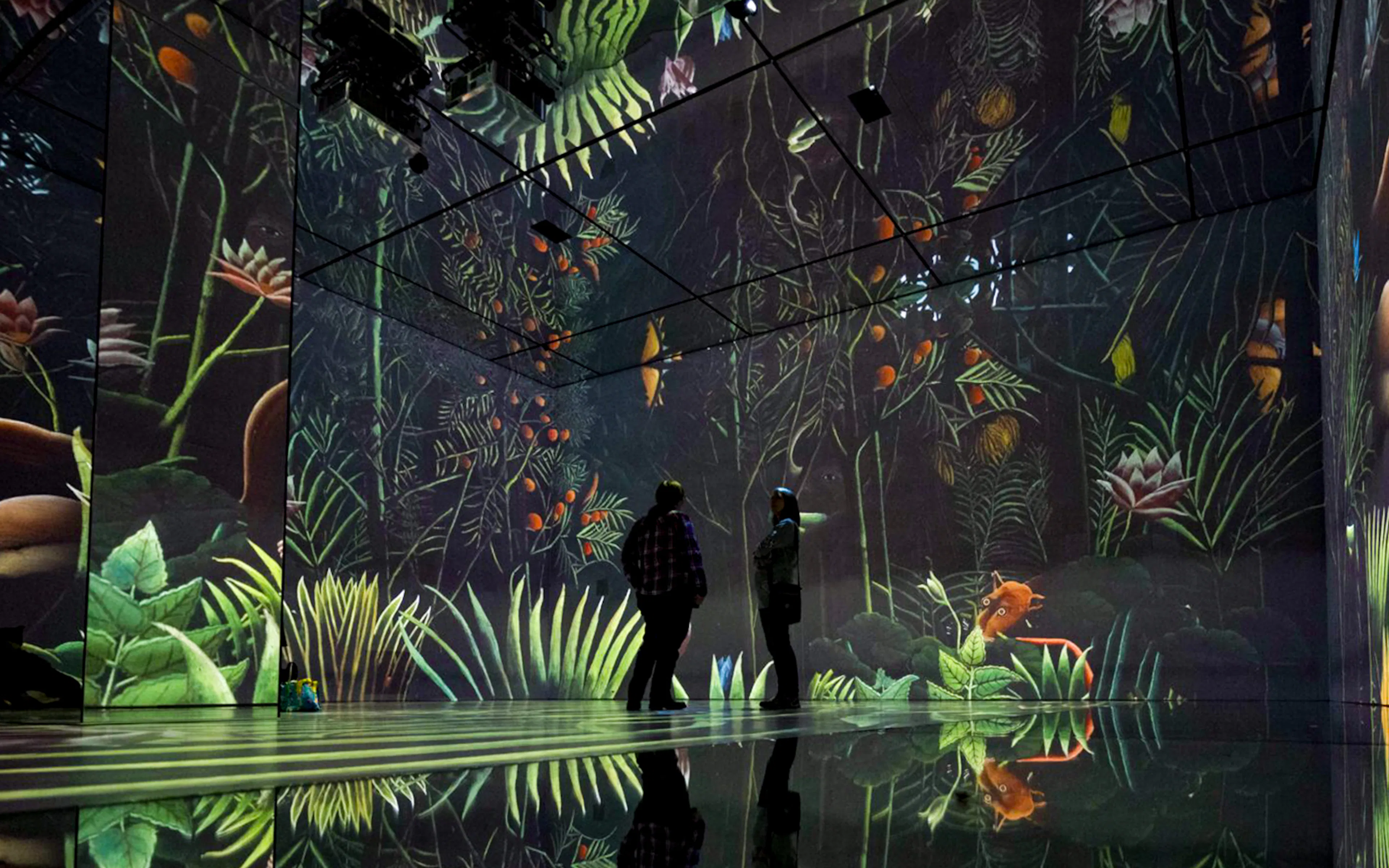 Immersive digital forest display at Beyond Reality gallery, Frameless London.