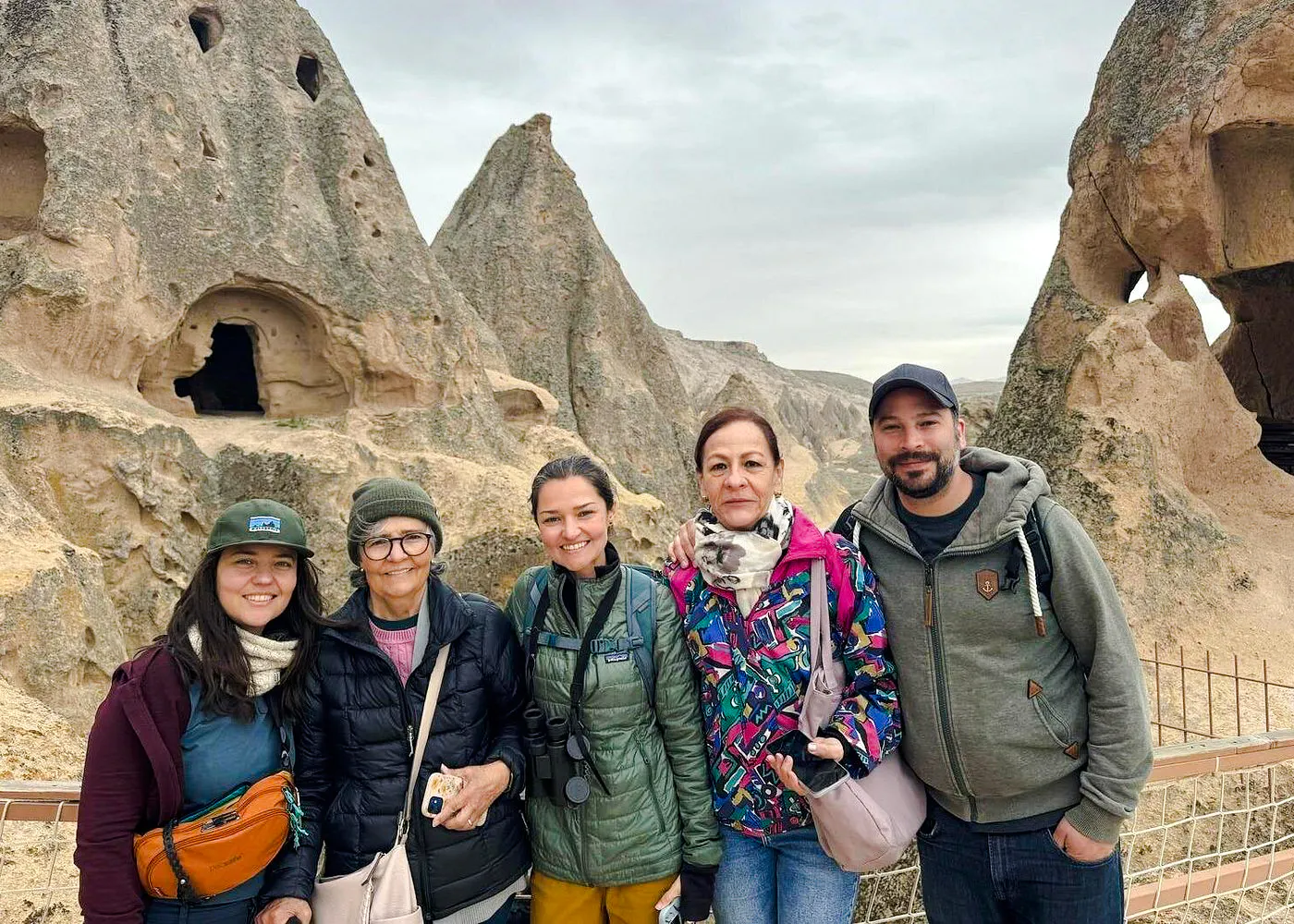 Group of tourists at Ihlara Valley rock formations, Cappadocia Green Tour.