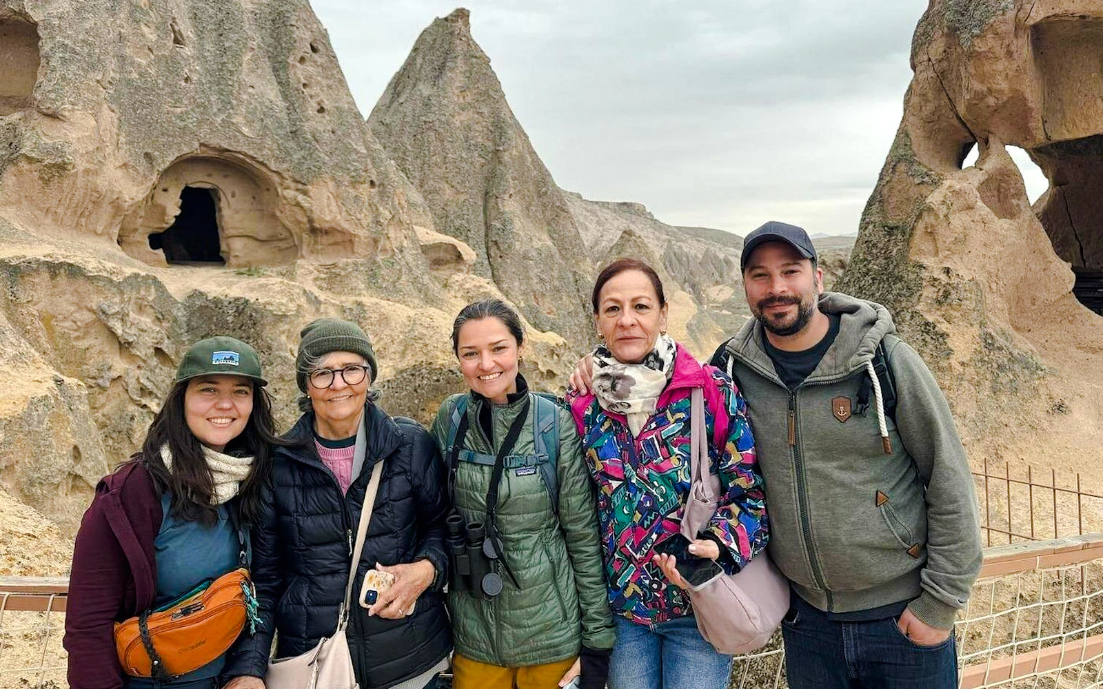 Group of tourists at Ihlara Valley rock formations, Cappadocia Green Tour.