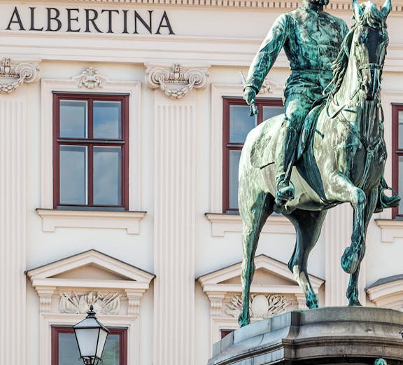 Equestrian statue in front of the Albertina Museum, Vienna.