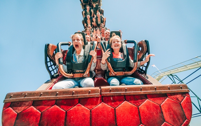 Guests enjoying a roller coaster ride at Efteling Theme Park.