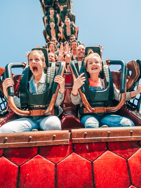 Guests enjoying a roller coaster ride at Efteling Theme Park.
